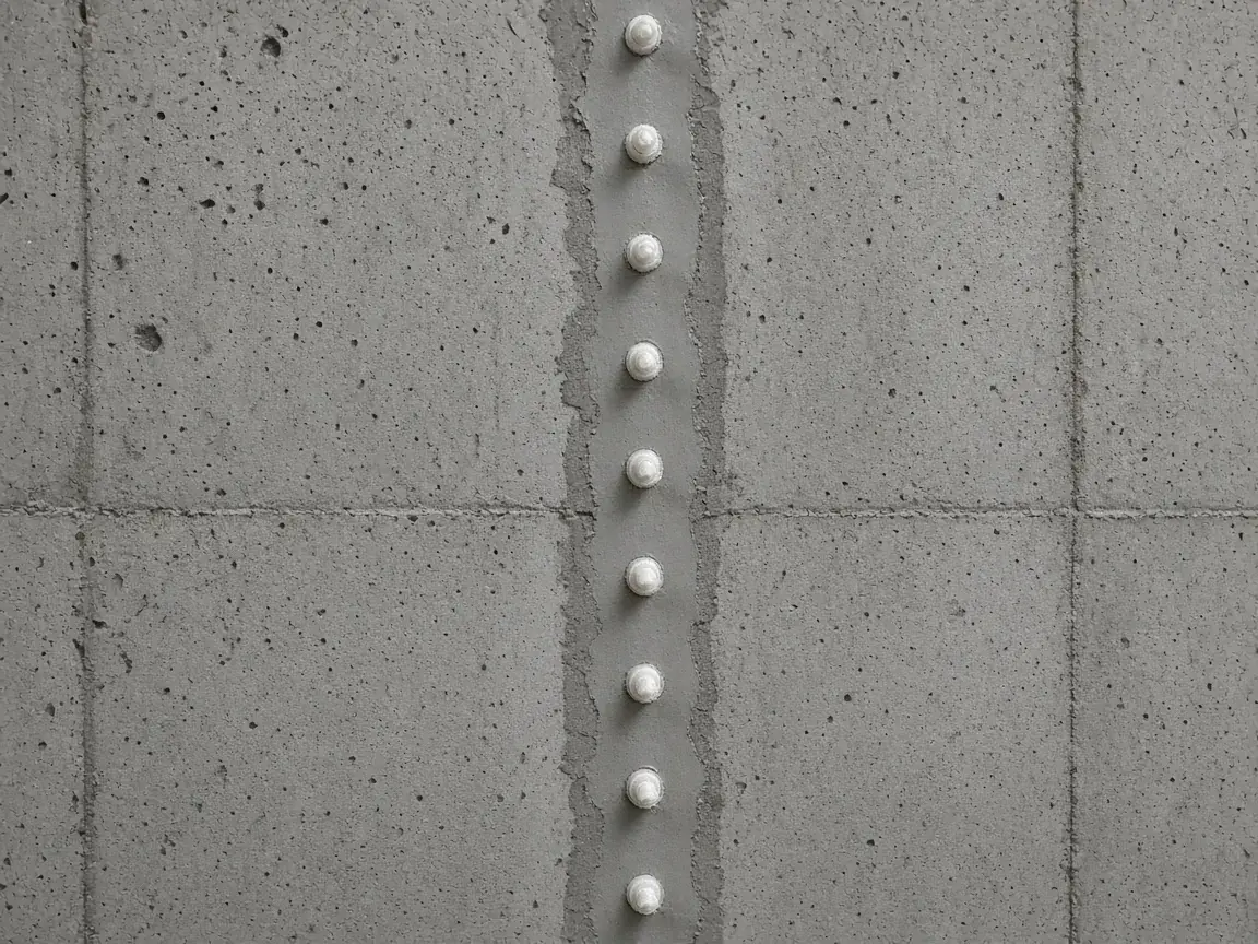 Injection ports set in epoxy paste along a wall crack