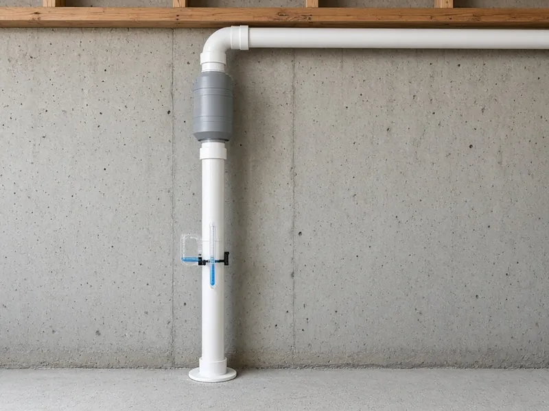 Radon mitigation pipe and fan